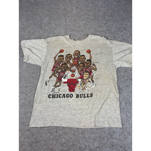 VINTAGE 90s Chicago Bulls Shirt Mens Large Gray Slam Dunk Salem Sportswear Tee - Picture 1 of 8